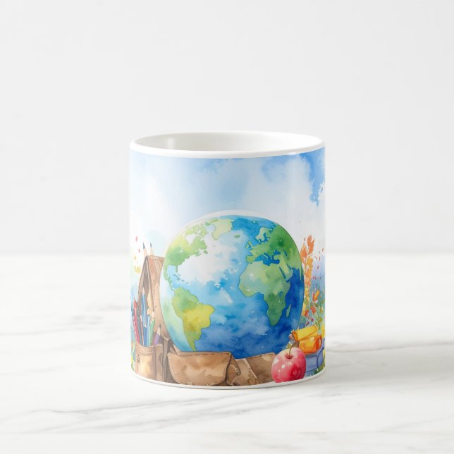 Caneca de Café com Mapa-Múndi de Aquarela para Vol (Centro)