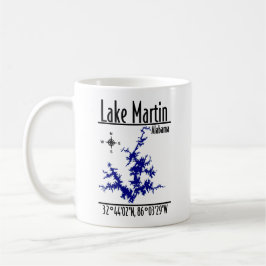 Caneca de café com mapa náutico azul do Lago Marti