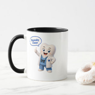Caneca de Café com Mascote de Dente Limpo