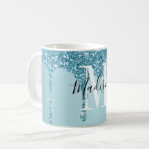 Caneca de café com monograma azul-escura