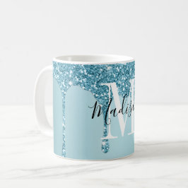 Caneca de café com monograma azul-escura