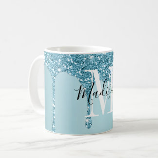 Caneca de café com monograma azul-escura