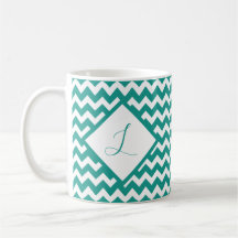 Caneca de café com monograma de chevron em cor per