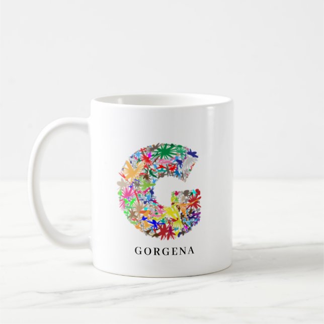 Caneca de Café com Monograma de Flor de Alfabeto P (Esquerda)