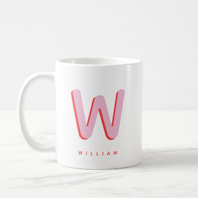 Caneca de Café com Monograma e Nome Personalizados (Esquerda)