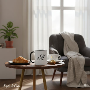 Caneca de Café com Monograma Elegante Inicial Pers