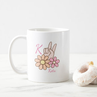 Caneca de Café com Monograma Personalizado Floral