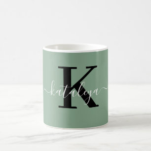 Caneca de Café com Monograma Preto Personalizado c