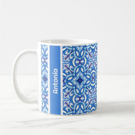 Caneca De Café Com nome 🤍 💙 Branco e azul Porto Azulejos