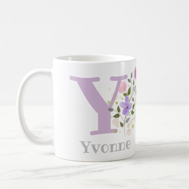 Caneca de Café com Nome e Desenho Floral (Esquerda)
