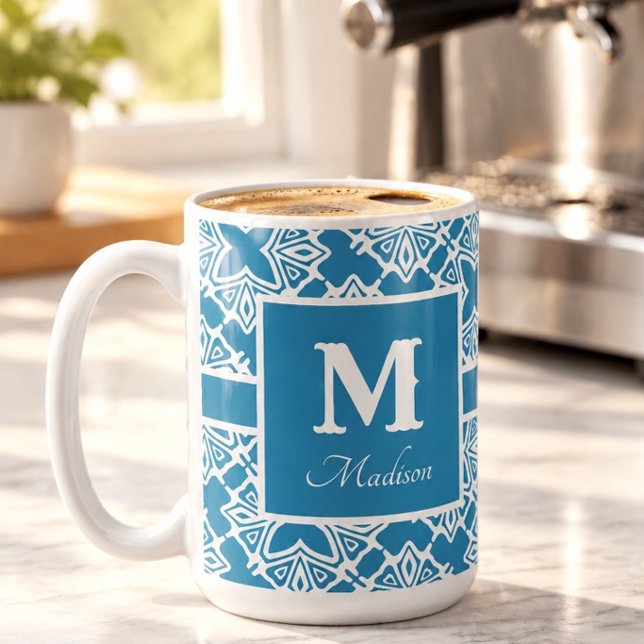 Caneca de Café com Nome e Padrão Elegante (Criador carregado)