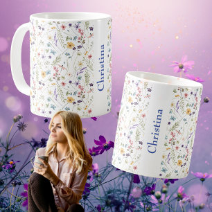 Caneca de Café com Nome e Padrão Total de Prado de