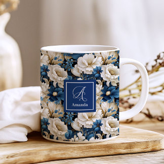 Caneca de Café com Nome Personalizado e Flores em