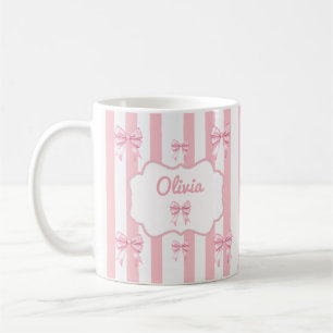 Caneca de Café com Nome Personalizado e Listras Fo