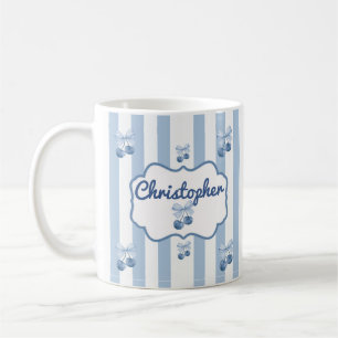 Caneca de Café com Nome Personalizado e Listras Fo