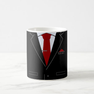 Caneca de Café com Nome Personalizado Terno Preto