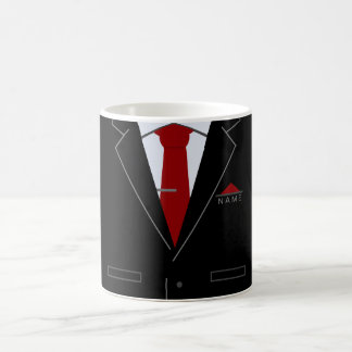 Caneca de Café com Nome Personalizado Terno Preto