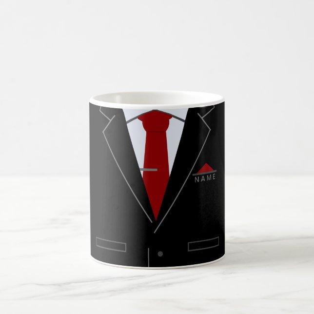 Caneca de Café com Nome Personalizado Terno Preto  (Centro)