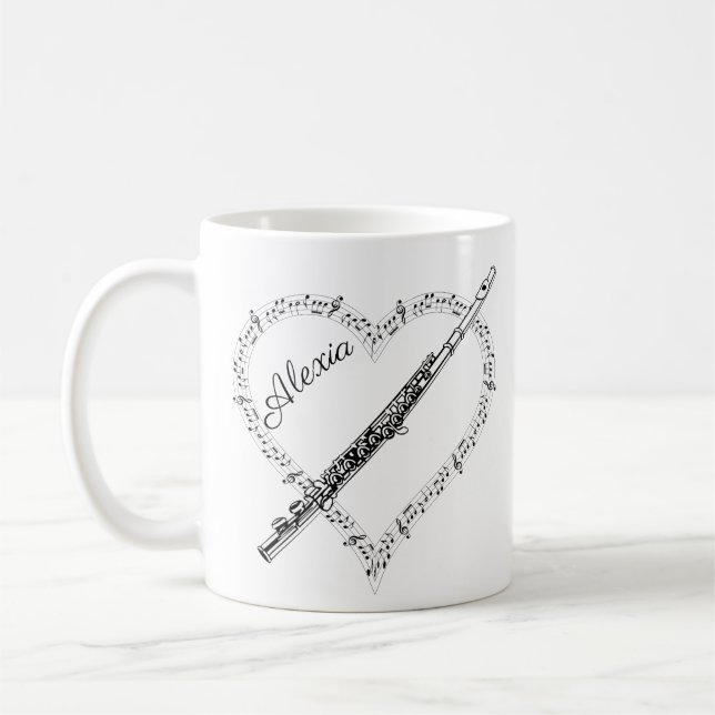 Caneca de Café com Notas Musicais de Flauta (Esquerda)