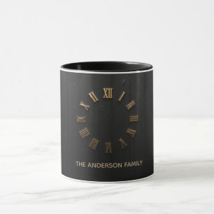 Caneca de Café com Numeração Romana em Preto Fosco