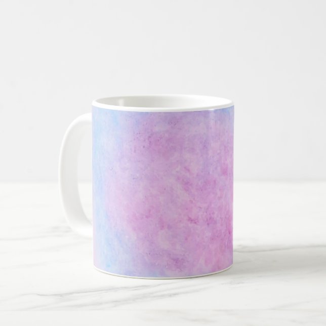 Caneca de Café com Nuvens em Aquarela Rosa e Azul  (Frente Esquerda)