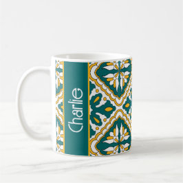 Caneca De Café Com o nome💛💚 Belos azulejos marroquinos