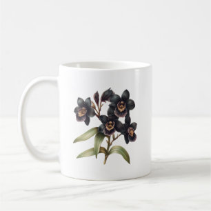 Caneca de café com orquídeas negras clássicas