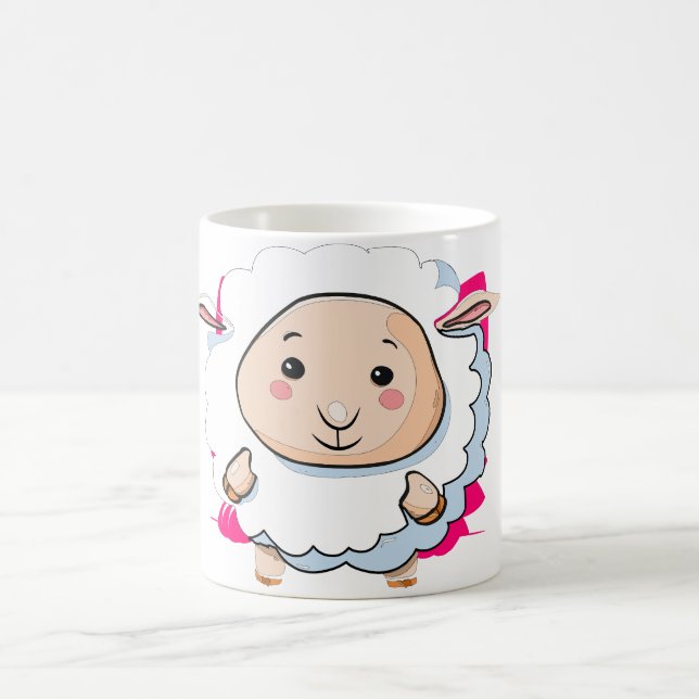 Caneca de Café com Ovelha Feliz e Fofa Animal Kawa (Centro)