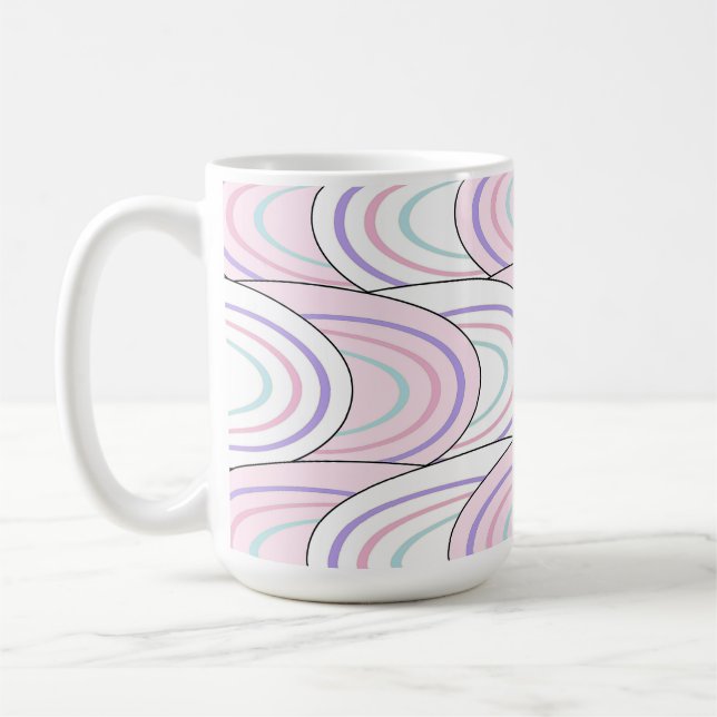 Caneca de Café com Padrão Abstrato de Onda Pastel (Esquerda)