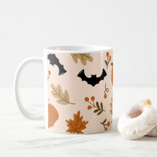 Caneca de Café com Padrão Aconchegante de Outono e