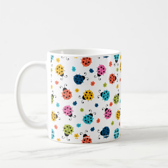 Caneca de Café com Padrão Branco de Joaninhas Colo (Esquerda)