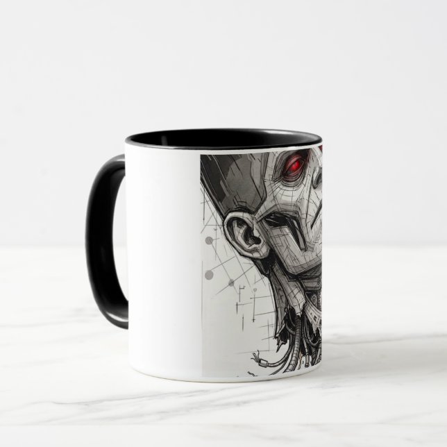 Caneca de Café com Padrão Colorido de Rabiscos | D (Frente Esquerda)