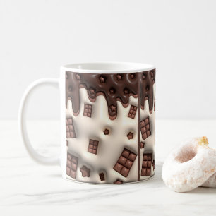 Caneca de Café com Padrão de Chocolate Derretido