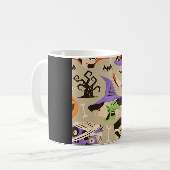 Caneca de café com padrão de colheita de Halloween (Frente Esquerda)