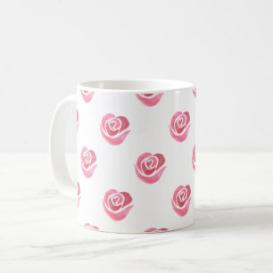 Caneca de Café com Padrão de Corações em Aquarela