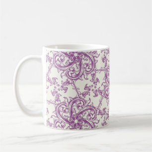 caneca de café com padrão de flor medieval