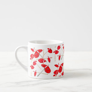 Caneca de Café com Padrão de Flores de Anthurium V