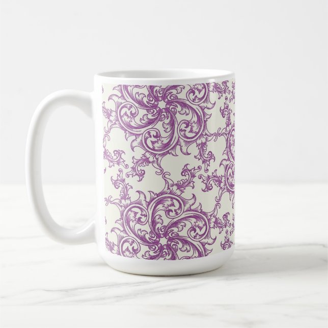 caneca de café com padrão de flores medievais (Esquerda)