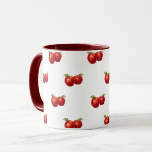 Caneca de Café com Padrão de Maçã Vermelha Canec