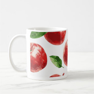 Caneca de Café com Padrão de Maçã Vermelha em Aqua
