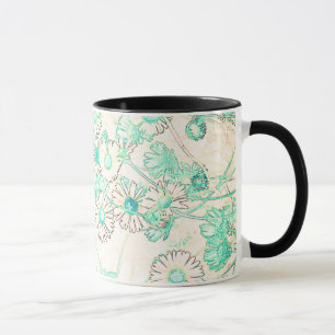 Caneca de café com padrão de margarida moderno e e