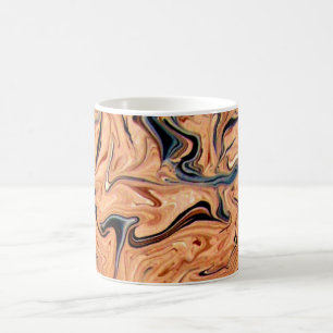 Caneca de Café com Padrão de Mármore Bege Abstrato