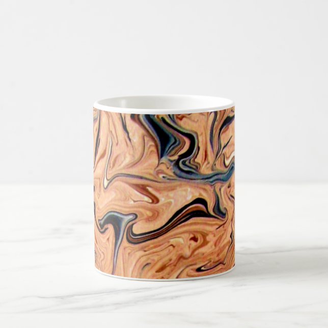 Caneca de Café com Padrão de Mármore Bege Abstrato (Centro)