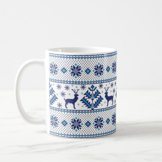 Caneca de café com padrão de ornamento folclórico (Esquerda)