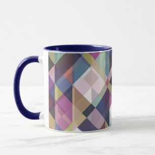 caneca de café com padrão de tons escuros geométri