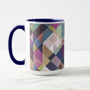 caneca de café com padrão de tons escuros geométri