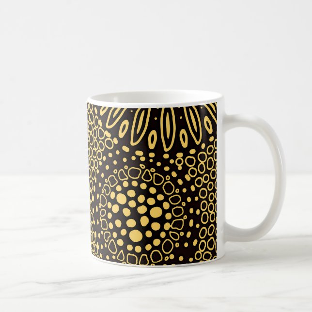 Caneca de Café com Padrão Floral Étnico em Ouro Pr (Direita)