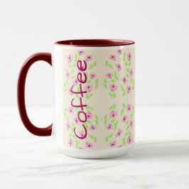 Caneca de Café com Padrão Floral Rosa
