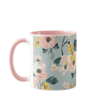Caneca de Café com Padrão Floral Vintage