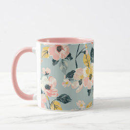 Caneca de Café com Padrão Floral Vintage